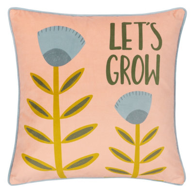 Little Furn. Let's Grow Piped Velvet Feather Rich Cushion from B&Q