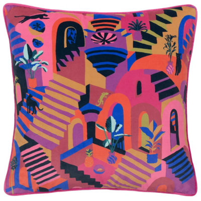 Furn. Eivissa Embroidered Velvet Feather Rich Cushion from B&Q