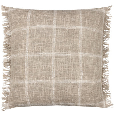 Yard Beni Check Fringed Feather Filled Cushion from B&Q