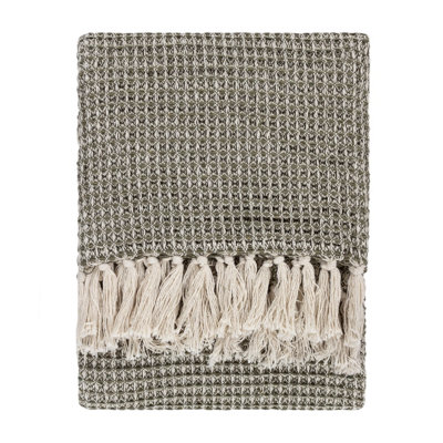 Yard Lorne Waffle Fringed Throw from B&Q
