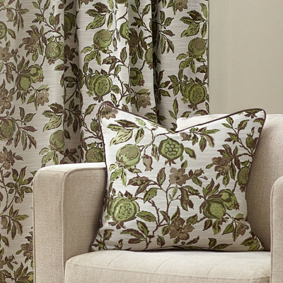 Wylder Pomegranate Jacquard Piped Feather Filled Cushion from B&Q