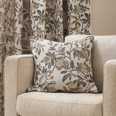 Wylder Pomegranate Jacquard Piped Polyester Filled Cushion from B&Q