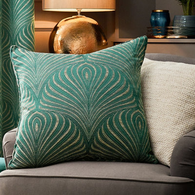 Paoletti Gatsby Jacquard Piped Polyester Filled Cushion from B&Q