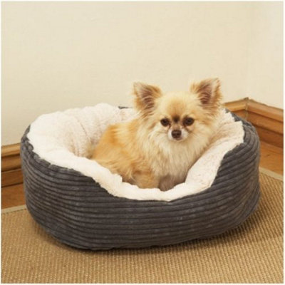 Rosewood 40 Winks Oval Sleeper Jumbo Cord/plush Grey 25" from B&Q