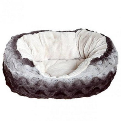 Rosewood 40 Winks Snuggle Bed Oval Plush Grey & Cream 20" from B&Q
