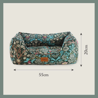 Morris & Co Blackthorn Print Square Box Dog & Cat Bed from B&Q