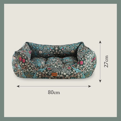 Morris & Co Blackthorn Print Square Box Dog & Cat Bed from B&Q