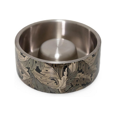 Morris & Co Double Walled Slow Feeder Dog Food & Water Bowl Acanthus Print from B&Q