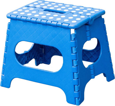 Knight Folding Step Stool Strong Heavy Duty Skid Resistant Stool For Kids And Adults  H29 X L27 X W22CmBlue from B&Q