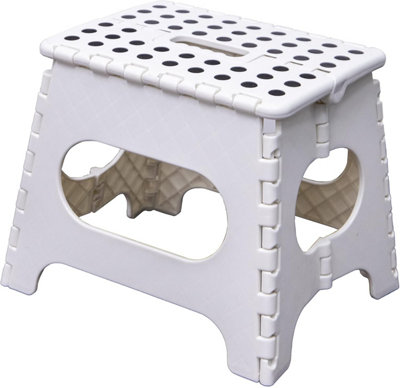 Knight Plastic Folding Step StoolStrong Heavy Duty Skid Resistant Stool For Kids And AdultsH29 X L27 X W22CmWhite from B&Q