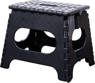 Knight Plastic Folding Step StoolStrong Heavy Duty Skid Resistant Stool For Kids And AdultsH29 X L27 X W22CmBlack from B&Q