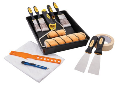 Stanley 14 Piece Decorators Project Kit Dust Sheet Scrapers Rollers Trays & Brushes from B&Q