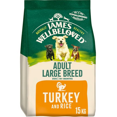 James Wellbeloved Jwb Adult Dog Large Breed Turkey & Rice Kibble Dog Food 15Kg from B&Q
