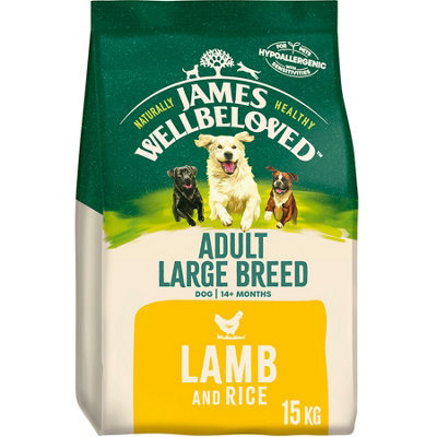 James Wellbeloved Adult Dog Food Large Breed Lamb & Rice Kibble 15Kg from B&Q