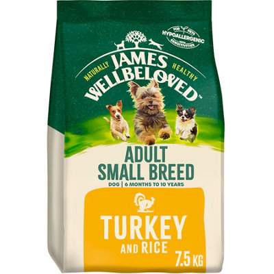 James Wellbeloved Jwb Adult Dog Food Small Breed Turkey & Rice Kibble 7.5Kg from B&Q