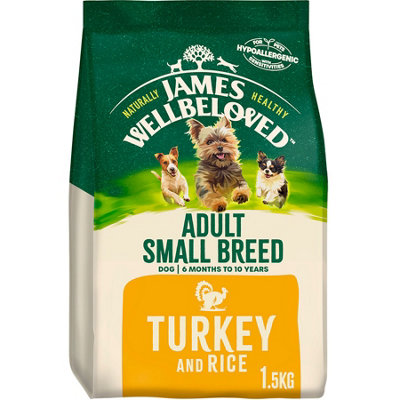 James Wellbeloved Adult Dog Food Small Breed Turkey & Rice Kibble 1.5Kg from B&Q