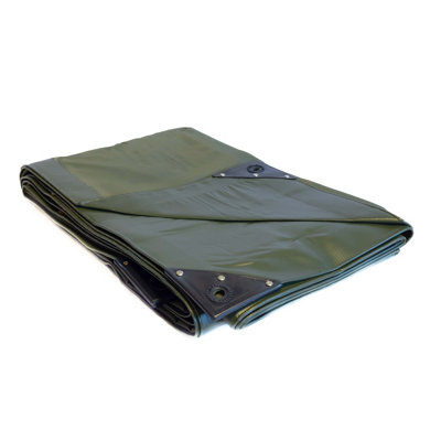  - 560Gsm Extra Heavy Weight Olive Green Pvc Tarpaulin 10M X 14M