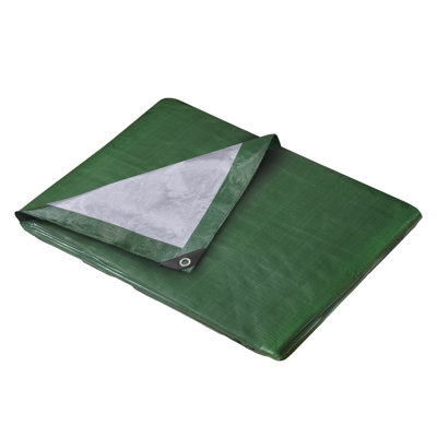  - 2M X 3M Green/silver Tarpaulin 140Gsm