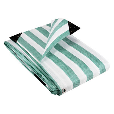 (St7) Green/white Stripe 170Gsm Tarp 4.5M X 6.0M from B&Q