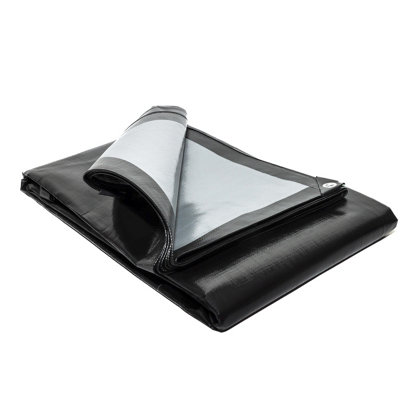 270Gsm Heavy Duty Black / Silver Tarpaulin 2M X 4M