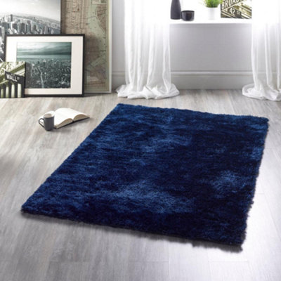 Origins Glamour/shimmer Indigo 80X150Cm Rug from B&Q