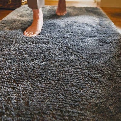 Origins My Lux Luxurious Shaggy Charcoal 60Cm X 100Cm Washable Rug from B&Q