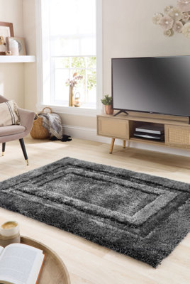 Origins Frame Charcoal 120X170Cm Rug from B&Q