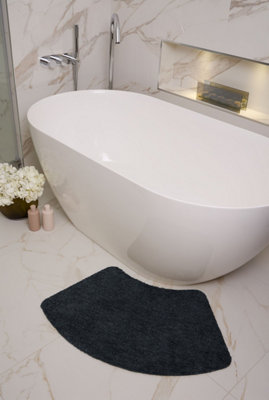 My Mat Soft Bathroom Charcoal 50X80Cm Curve Bath Mat from B&Q