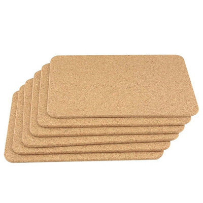 B&Q -  Cork Place Mats Set Of 6 Non-Slip Heat Resistant Durable Eco-Friendly Stain-Resistant Easy To Clean 28Cm X 20Cm