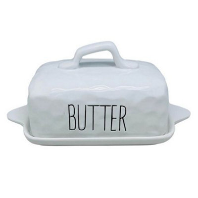 Apollo Dimples White Butter Dish from B&Q