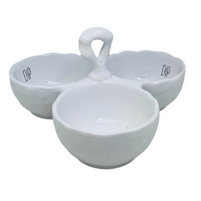Apollo Dimples White Ceramic Dip Bowl from B&Q