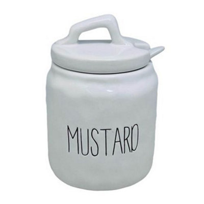Apollo Dimples White Ceramic Mustard Pot from B&Q