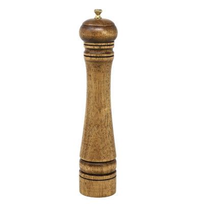Salt Mill 27Cm Wooden Manual Grinder With Golden Knob Tag Seasoning Shaker Pot from B&Q