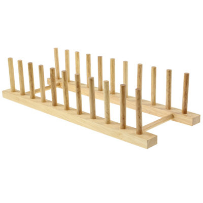 Plate Holder Beech Wood Plate Rack Dish Drainer 10 Plates Holder Stand Kitchen from B&Q
