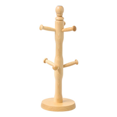  - Mug Tree Rack Holder 6 Hook Peg Wooden Hanging Tea Cup Coffee Kitchen Storage