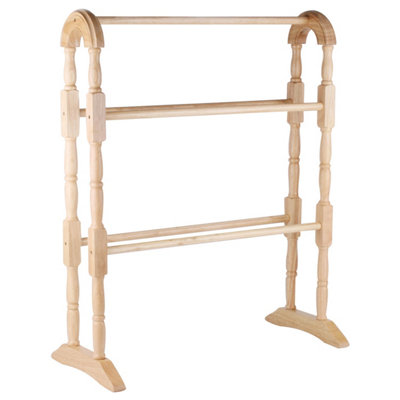 Wooden Towel Rail Brown Towel Holder Stand Multidry Rack Bathroom Kitchen 77Cm