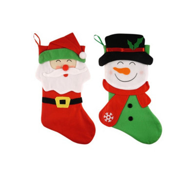  - Snowman Santa Design Christmas Stocking 48Cm