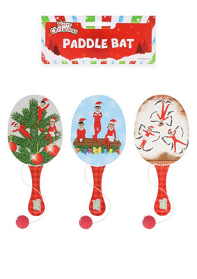 Christmas Elfin Around Wooden Paddle Bat And Ball Games 22Cm from B&Q