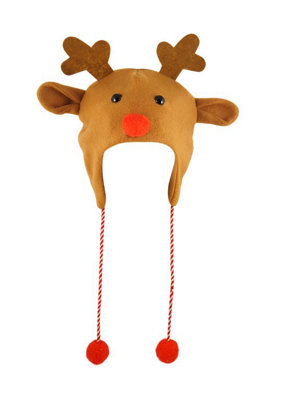 Adult Christmas Reindeer Hat With Pom Poms from B&Q