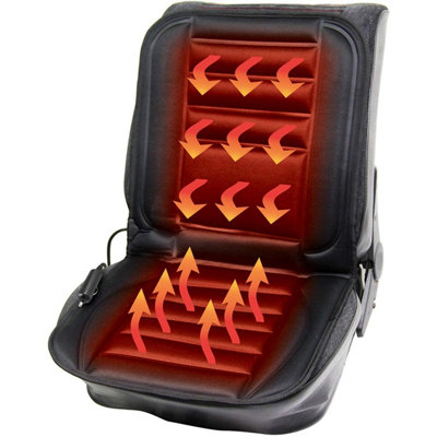 Streetwize 12V Heated Seat Cushion Car Seat Pad 2 Heat Settings Foam Padded Support from B&Q