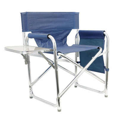 B&Q -  Outdoor Camping Picnic Travel Directors Chair With Side TableBlue