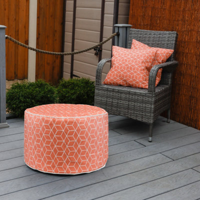 B&Q -  Home Garden Outdoor Picnic Cube Terracotta Inflatable Ottoman Pouf Stool Chair