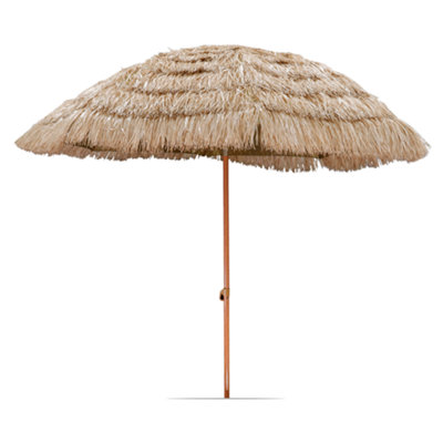 Gardenwize Garden Outdoor Tiltable Straw Beach Umbrella Parasol from B&Q