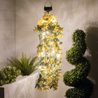 Gardenwize Solar Hanging Primrose Flower 30 Led LightsYellow from B&Q