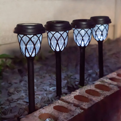 Gardenwize Pack Of 4 Solar Powered Pathway Stake Lights Eco Friendly No Running Costs Decorative Garden Lights from B&Q