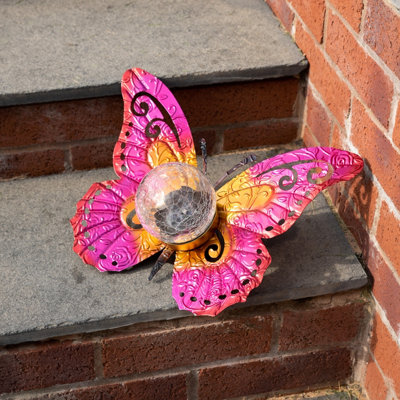 Gardenwize Solar Metal Sunset Butterfly With Led Crackle Ball from B&Q