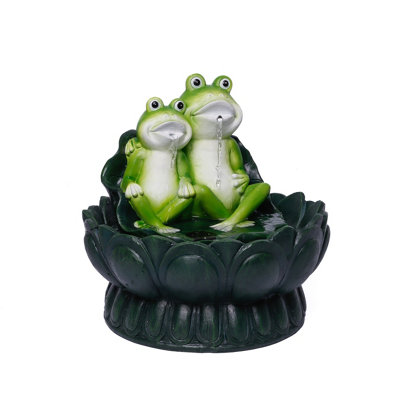 Gardenwize Outdoor Garden Two Frogs On A Lily Pad Water Feature Fountain + Battery Back Up from B&Q