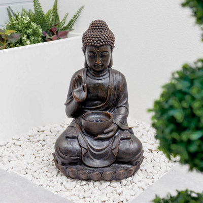 Gardenwize Solar Powered Garden Outdoor Water Feature Meditating Buddha With Bowl & Pump from B&Q