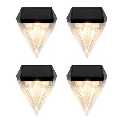 B&Q -  Pack Of 4 Solar Diamond Fence Lights  Warm White
