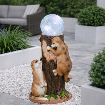 Gardenwize Solar Meerkat Colour-Changing Crackle Ball Light Multi-Colour Led Outdoor Garden Ornament from B&Q